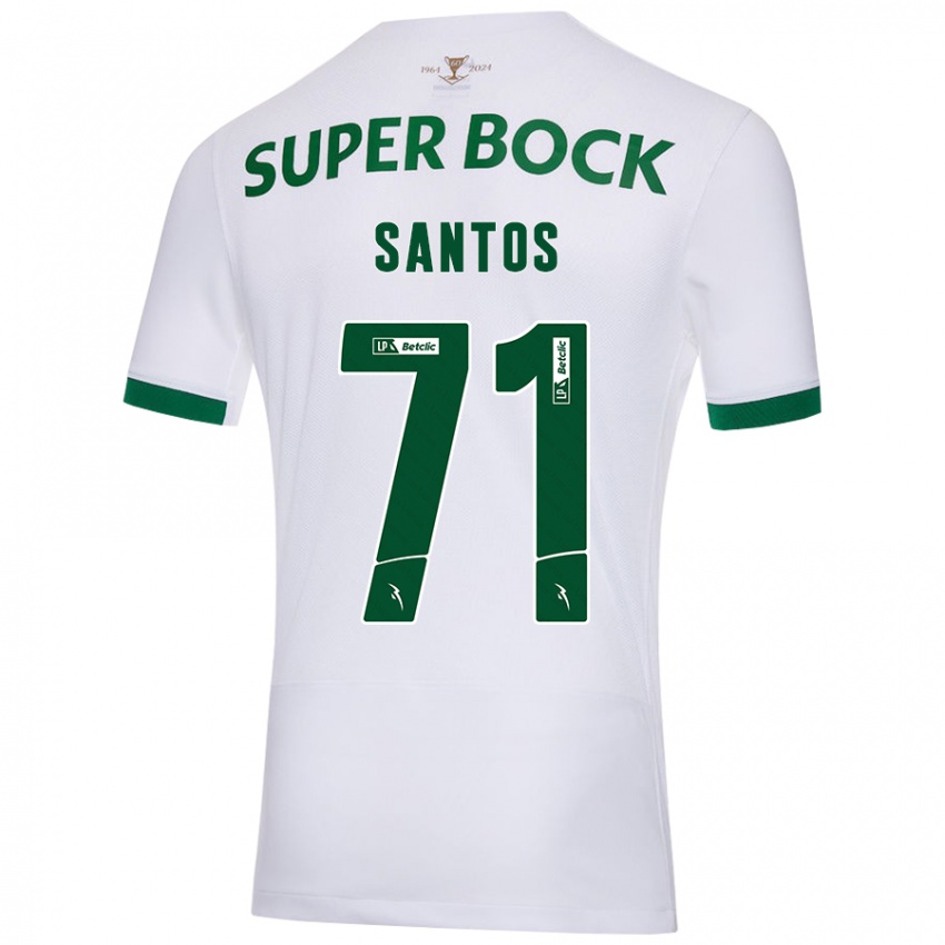 Enfant Maillot Denilson Santos #71 Blanc Vert Tenues Extérieur 2024/25 T-Shirt Belgique