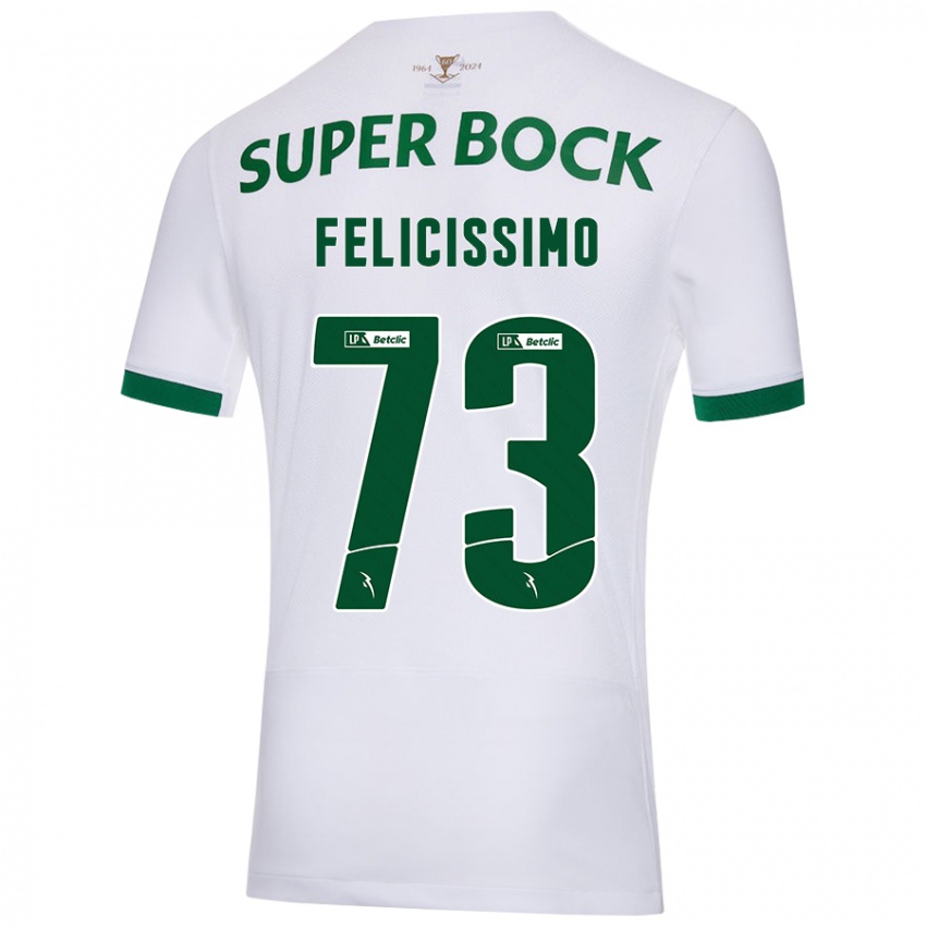 Enfant Maillot Eduardo Felicíssimo #73 Blanc Vert Tenues Extérieur 2024/25 T-Shirt Belgique