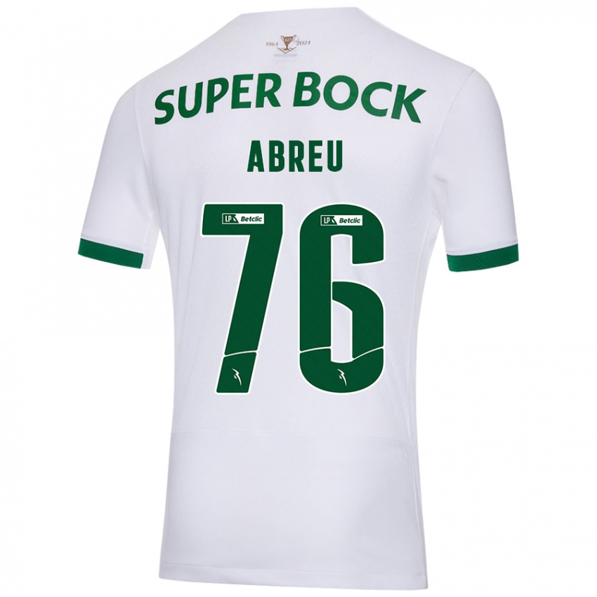 Kinderen Diogo Abreu #76 Wit Groen Uitshirt Uittenue 2024/25 T-Shirt België