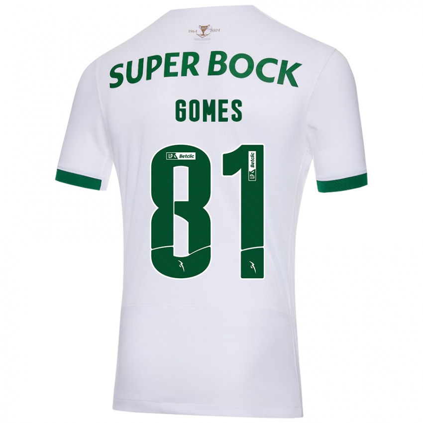 Enfant Maillot Salvador Gomes #81 Blanc Vert Tenues Extérieur 2024/25 T-Shirt Belgique