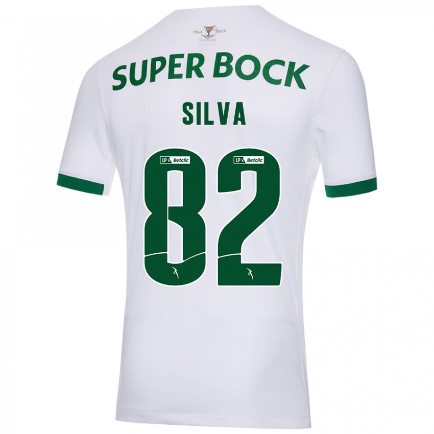 Enfant Maillot Gabriel Silva #82 Blanc Vert Tenues Extérieur 2024/25 T-Shirt Belgique