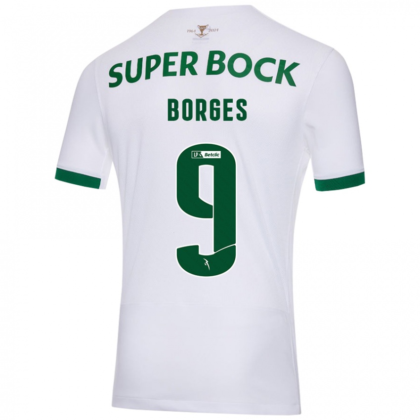 Enfant Maillot Ana Borges #9 Blanc Vert Tenues Extérieur 2024/25 T-Shirt Belgique