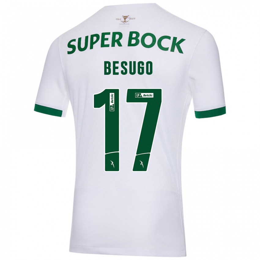 Enfant Maillot Neuza Besugo #17 Blanc Vert Tenues Extérieur 2024/25 T-Shirt Belgique