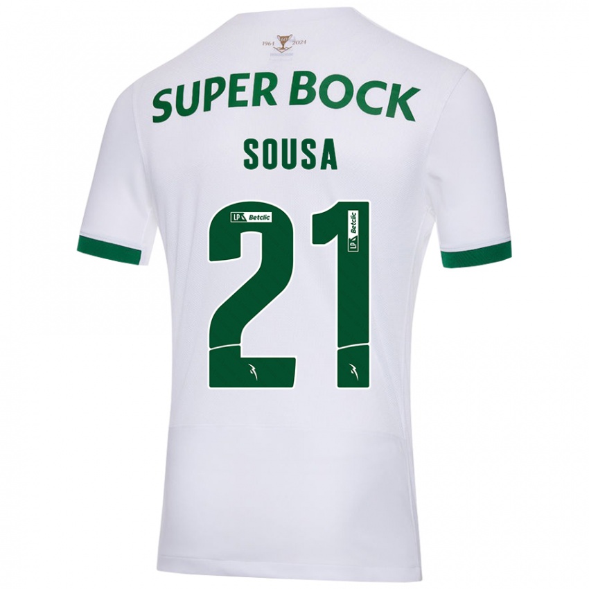 Enfant Maillot Margarida Sousa #21 Blanc Vert Tenues Extérieur 2024/25 T-Shirt Belgique