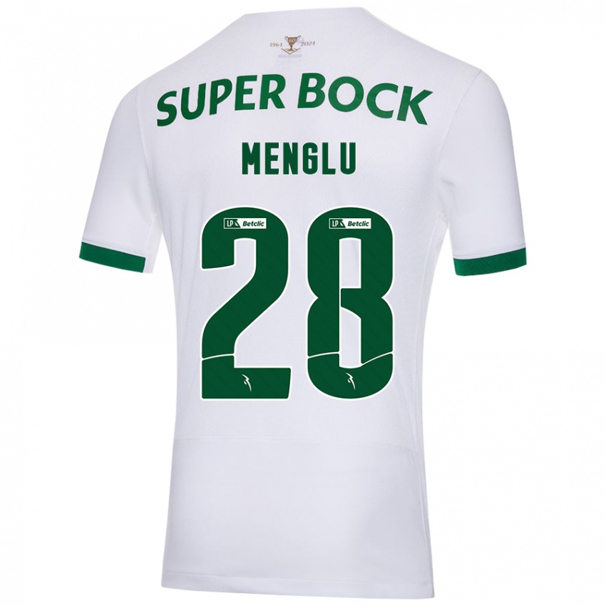 Enfant Maillot Shen Menglu #28 Blanc Vert Tenues Extérieur 2024/25 T-Shirt Belgique