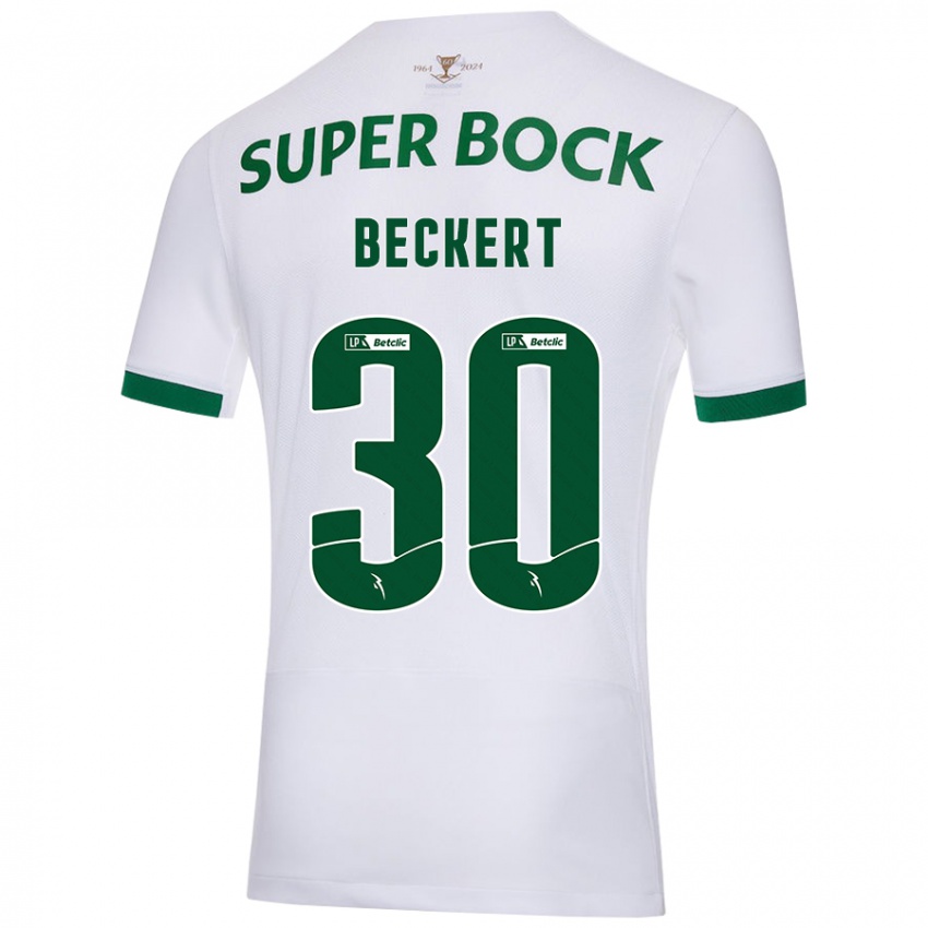 Enfant Maillot Carolina Beckert #30 Blanc Vert Tenues Extérieur 2024/25 T-Shirt Belgique