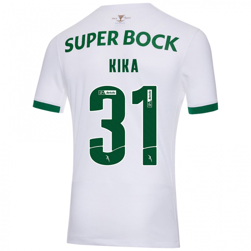 Enfant Maillot Kika #31 Blanc Vert Tenues Extérieur 2024/25 T-Shirt Belgique