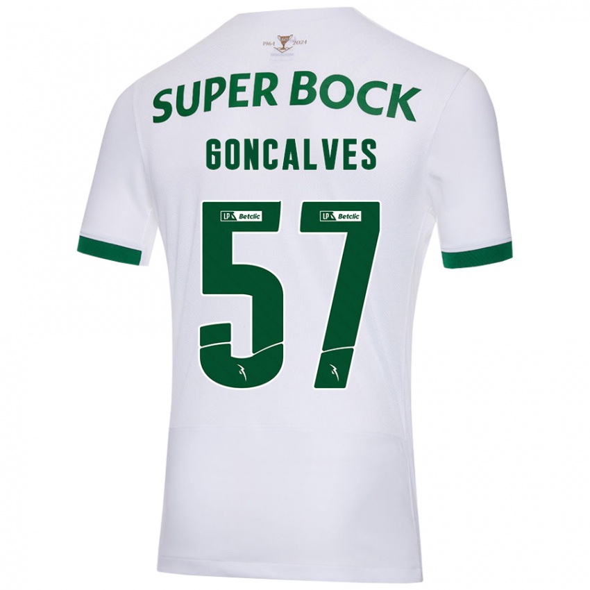 Enfant Maillot Inês Gonçalves #57 Blanc Vert Tenues Extérieur 2024/25 T-Shirt Belgique