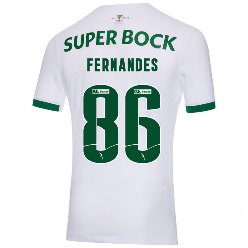 Enfant Maillot Emanuel Fernandes #86 Blanc Vert Tenues Extérieur 2024/25 T-Shirt Belgique