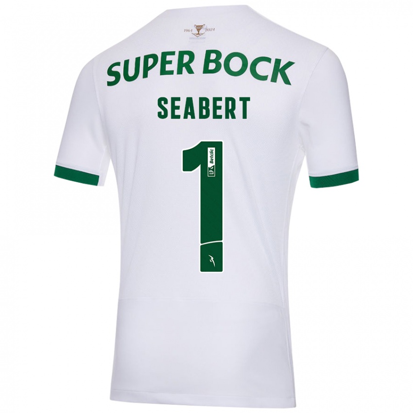 Enfant Maillot Hannah Grace Seabert #1 Blanc Vert Tenues Extérieur 2024/25 T-Shirt Belgique