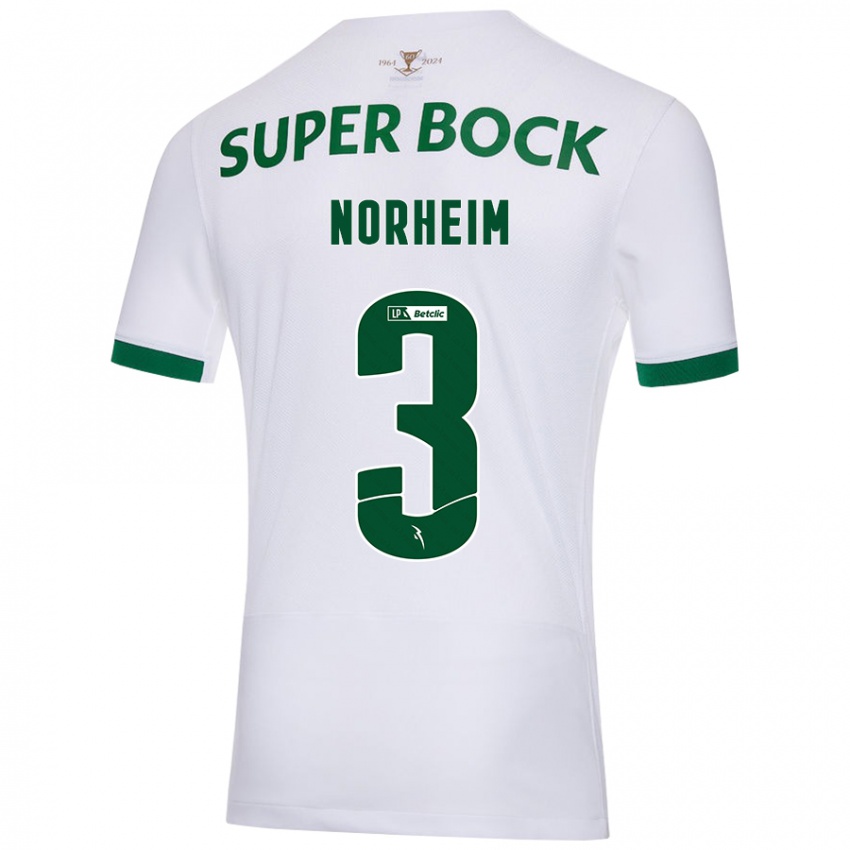 Enfant Maillot Andrea Norheim #3 Blanc Vert Tenues Extérieur 2024/25 T-Shirt Belgique