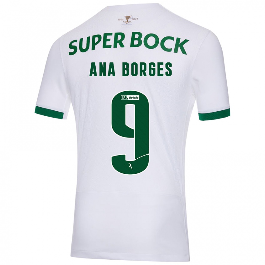 Enfant Maillot Ana Catarina Marques Borges #9 Blanc Vert Tenues Extérieur 2024/25 T-Shirt Belgique