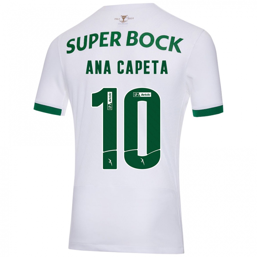 Enfant Maillot Ana Capeta #10 Blanc Vert Tenues Extérieur 2024/25 T-Shirt Belgique