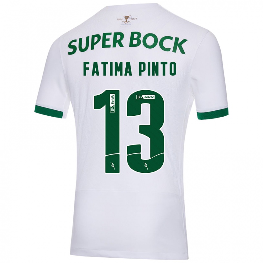 Enfant Maillot Fátima Alexandra Figueira Pinto #13 Blanc Vert Tenues Extérieur 2024/25 T-Shirt Belgique