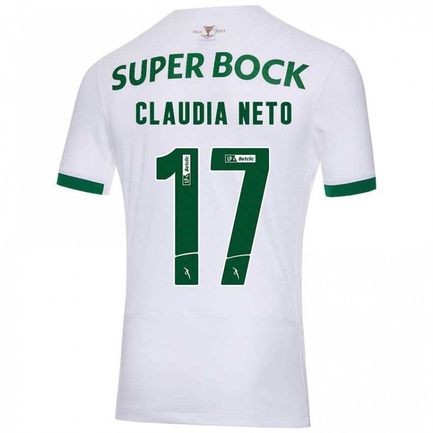 Enfant Maillot Cláudia Teresa Pires Neto #17 Blanc Vert Tenues Extérieur 2024/25 T-Shirt Belgique