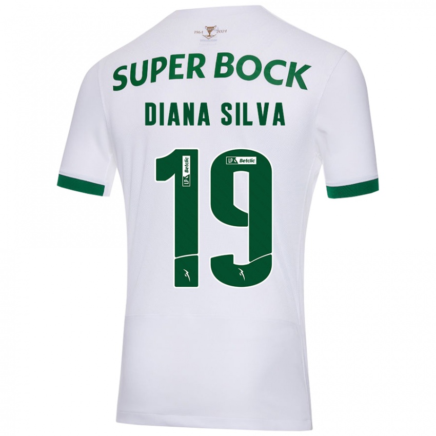 Kinderen Diana Micaela Abreu De Sousa E Silva #19 Wit Groen Uitshirt Uittenue 2024/25 T-Shirt België