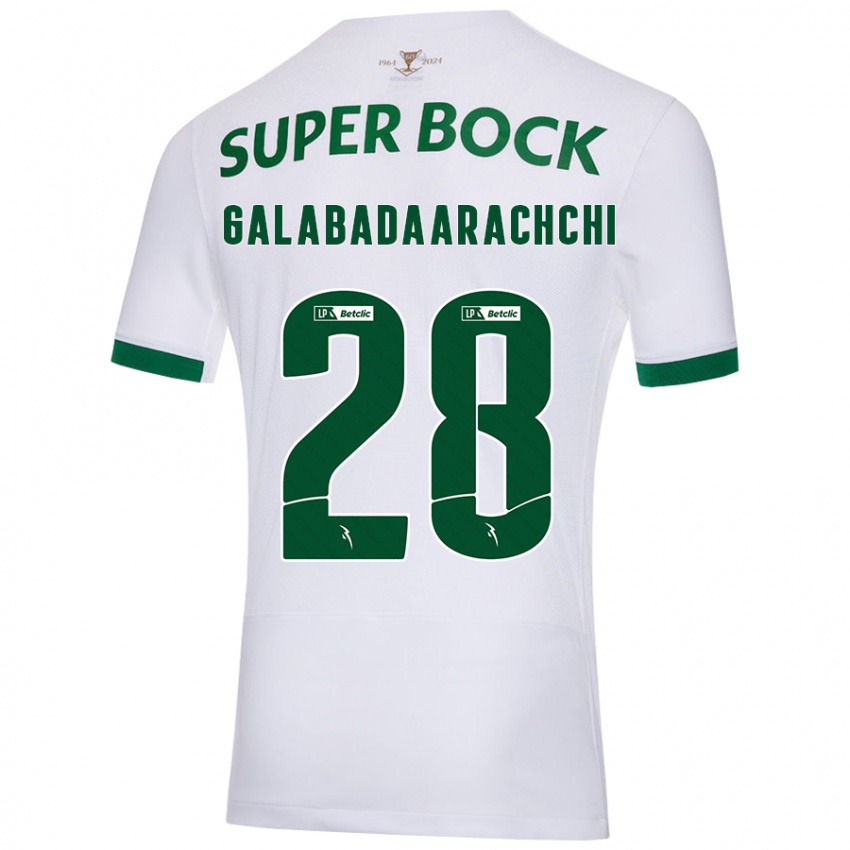 Enfant Maillot Jacinta Galabadaarachchi #28 Blanc Vert Tenues Extérieur 2024/25 T-Shirt Belgique