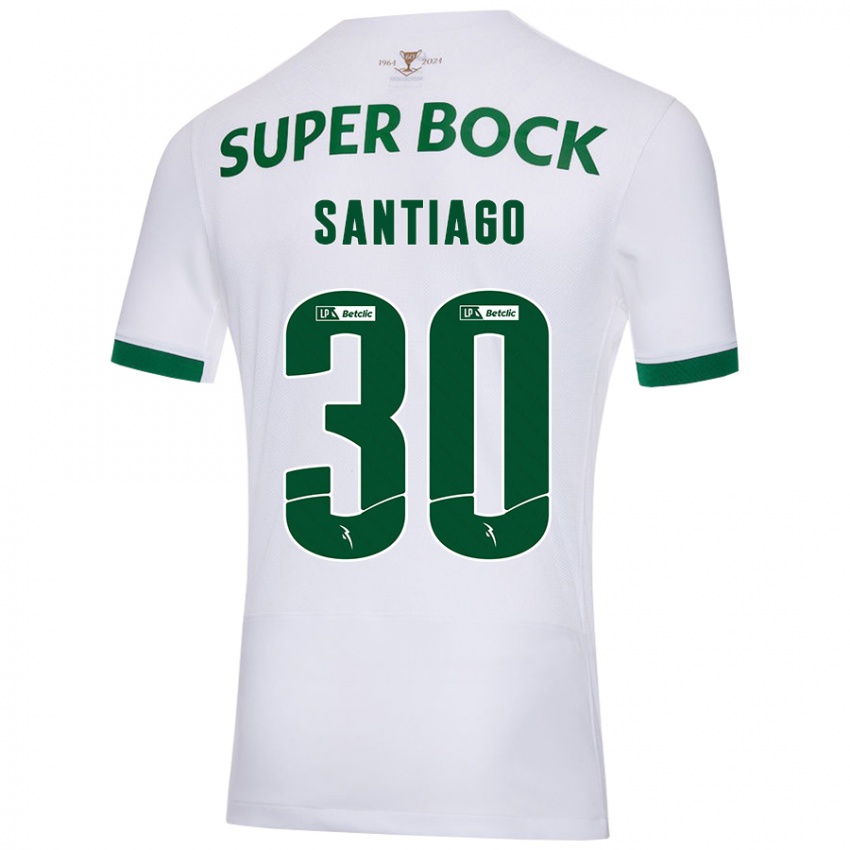 Enfant Maillot Carolina Santiago #30 Blanc Vert Tenues Extérieur 2024/25 T-Shirt Belgique