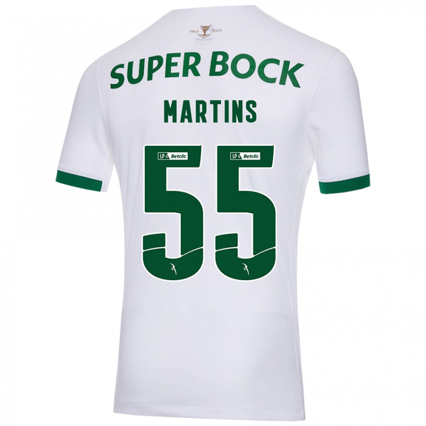 Enfant Maillot Carolina Martins #55 Blanc Vert Tenues Extérieur 2024/25 T-Shirt Belgique