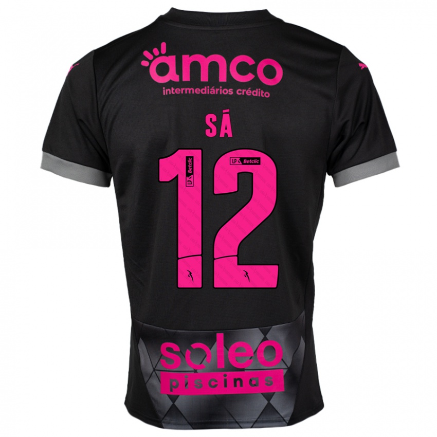 Kinderen Tiago Sá #12 Zwart Roze Uitshirt Uittenue 2024/25 T-Shirt België