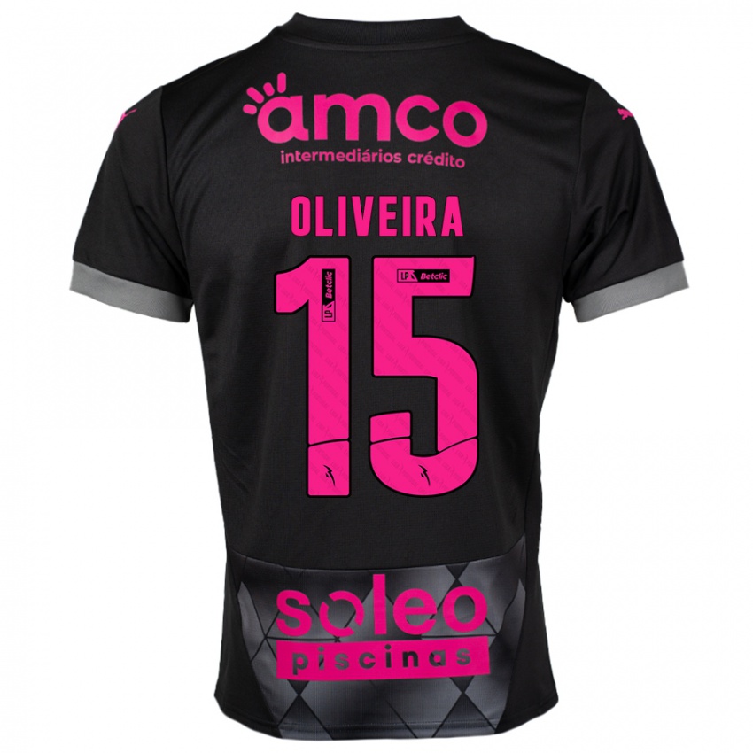 Kinderen Paulo Oliveira #15 Zwart Roze Uitshirt Uittenue 2024/25 T-Shirt België