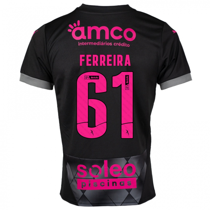 Kinderen Tiago Ferreira #61 Zwart Roze Uitshirt Uittenue 2024/25 T-Shirt België