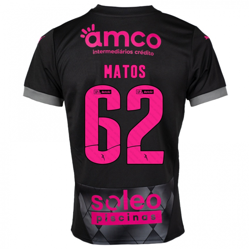 Kinderen Nuno Matos #62 Zwart Roze Uitshirt Uittenue 2024/25 T-Shirt België