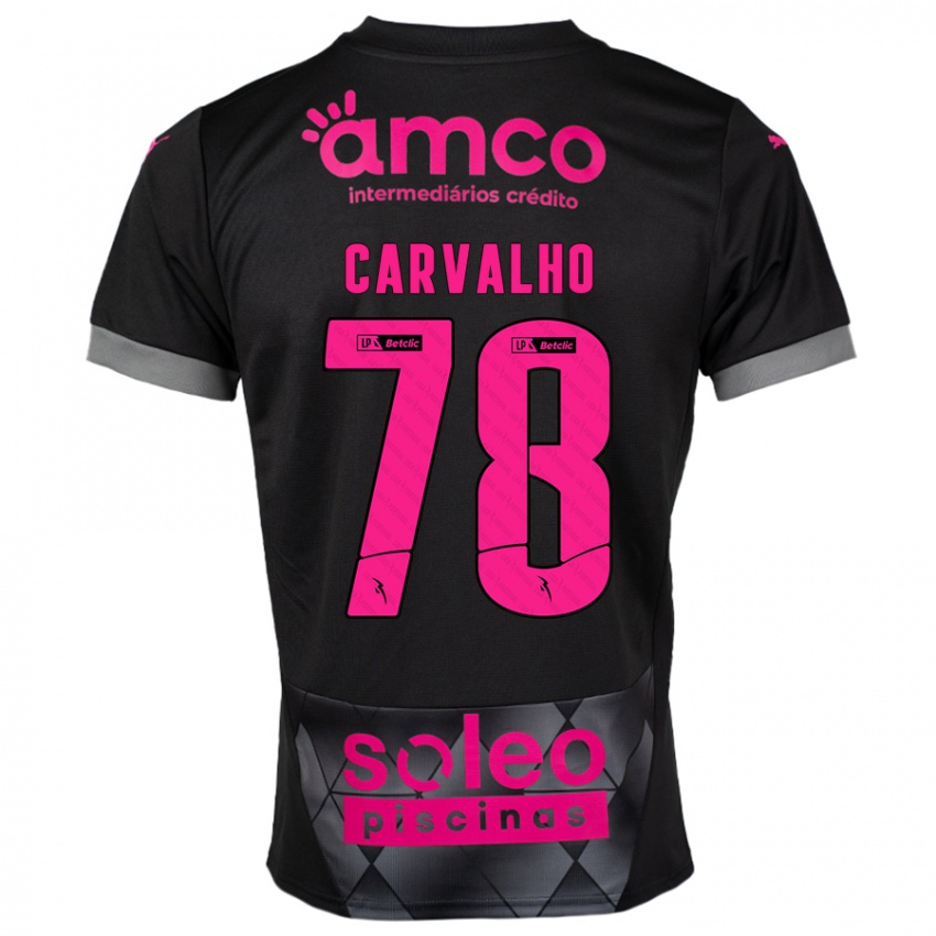 Kinderen João Carvalho #78 Zwart Roze Uitshirt Uittenue 2024/25 T-Shirt België