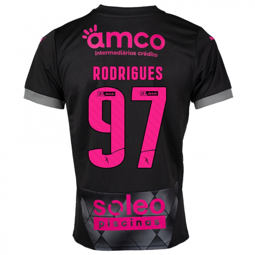 Kinderen Dinis Rodrigues #97 Zwart Roze Uitshirt Uittenue 2024/25 T-Shirt België