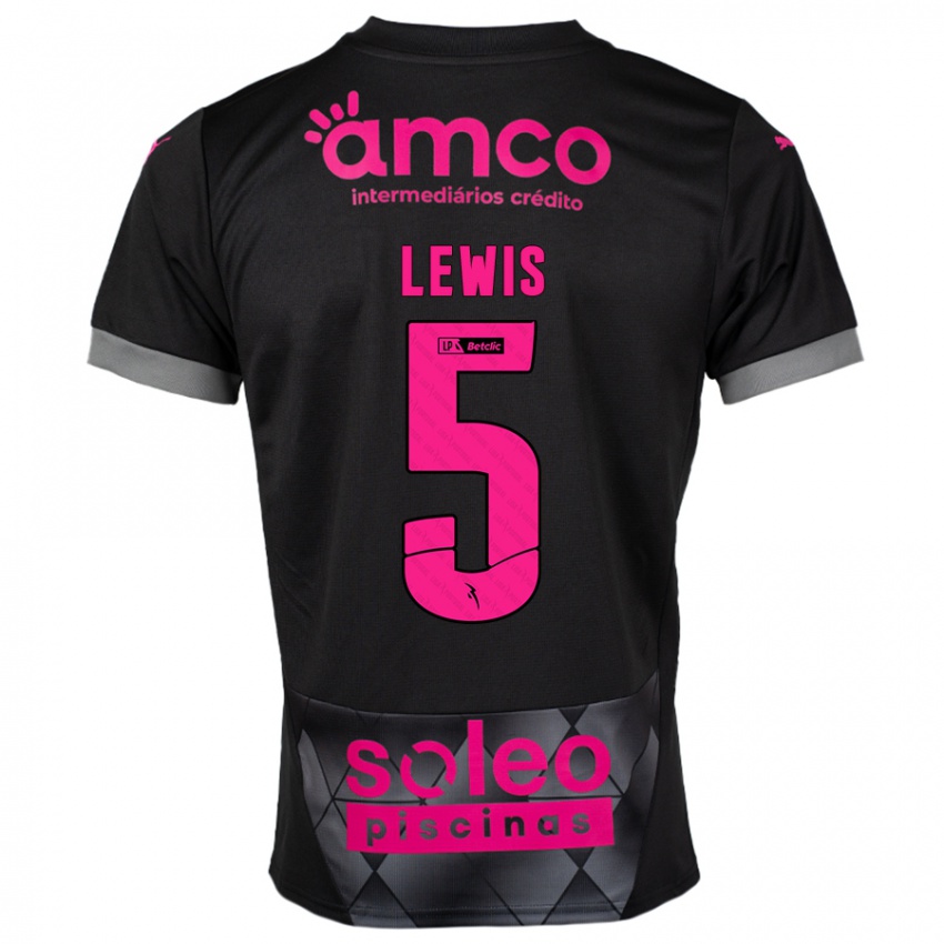 Kinderen Leah Lewis #5 Zwart Roze Uitshirt Uittenue 2024/25 T-Shirt België