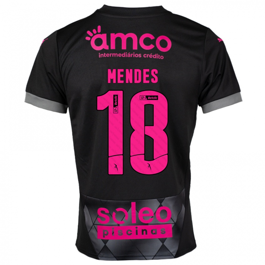 Kinderen Carolina Mendes #18 Zwart Roze Uitshirt Uittenue 2024/25 T-Shirt België