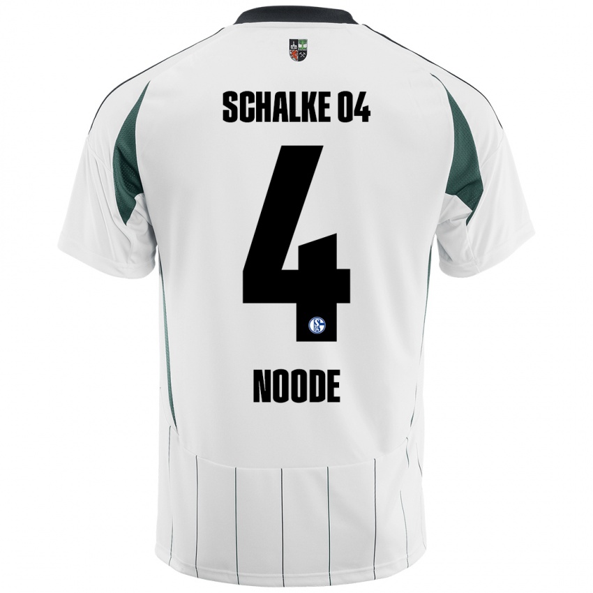 Enfant Maillot Steve Noode #4 Blanc Vert Tenues Extérieur 2024/25 T-Shirt Belgique