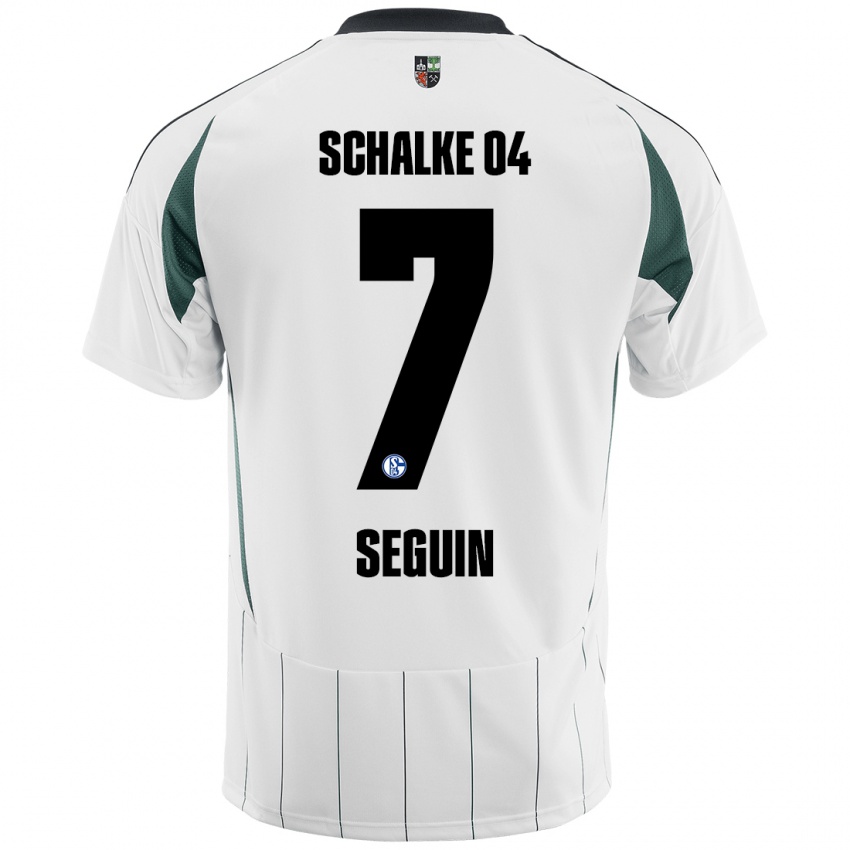 Enfant Maillot Paul Seguin #7 Blanc Vert Tenues Extérieur 2024/25 T-Shirt Belgique