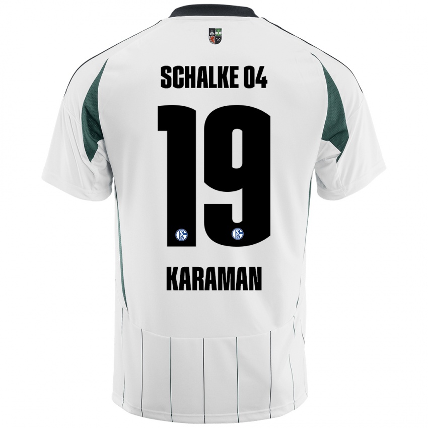 Enfant Maillot Kenan Karaman #19 Blanc Vert Tenues Extérieur 2024/25 T-Shirt Belgique