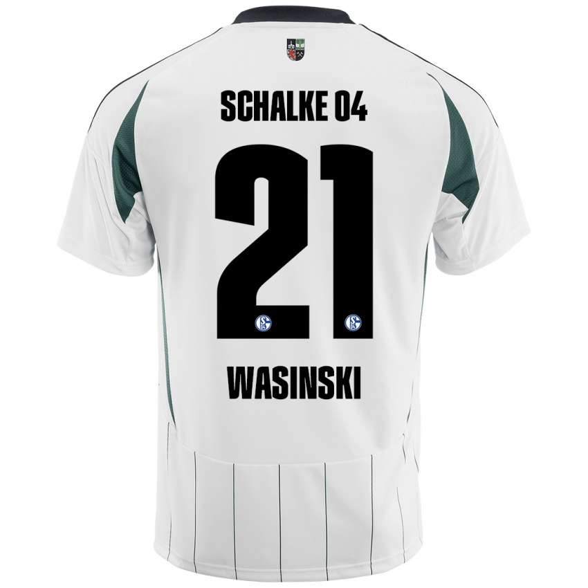 Enfant Maillot Martin Wasinski #21 Blanc Vert Tenues Extérieur 2024/25 T-Shirt Belgique