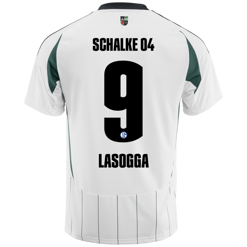 Enfant Maillot Pierre-Michel Lasogga #9 Blanc Vert Tenues Extérieur 2024/25 T-Shirt Belgique