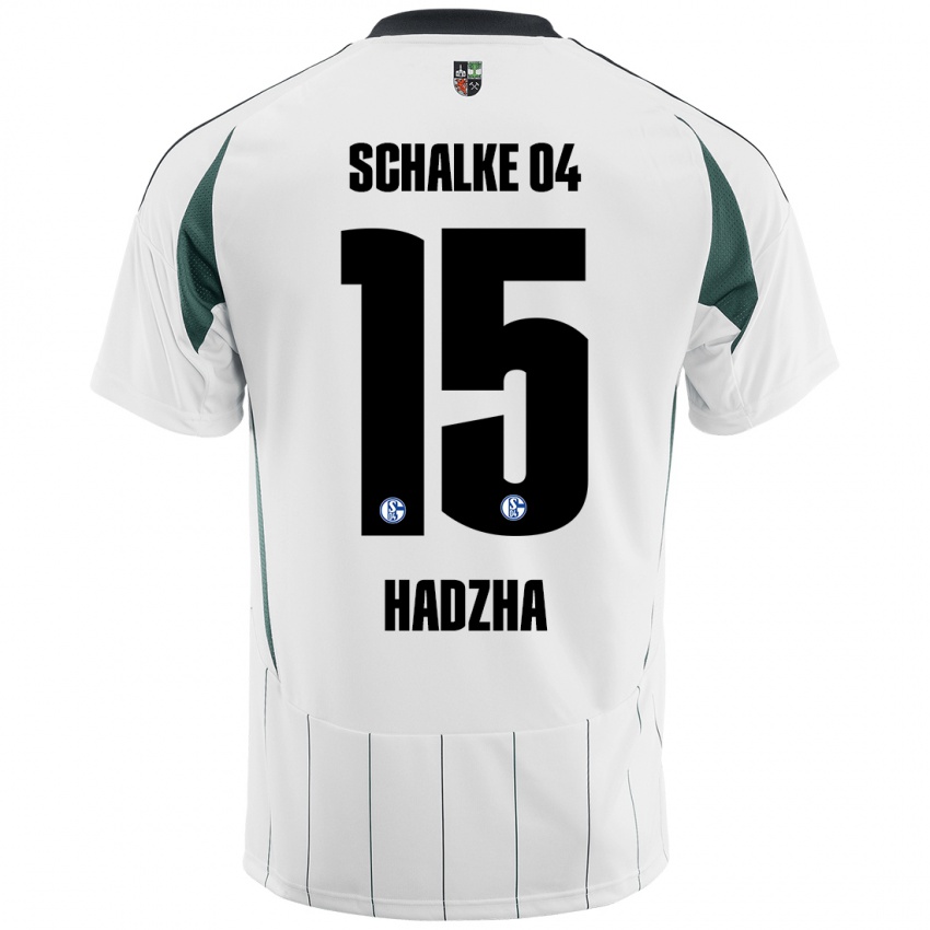 Enfant Maillot Nedzhib Hadzha #15 Blanc Vert Tenues Extérieur 2024/25 T-Shirt Belgique