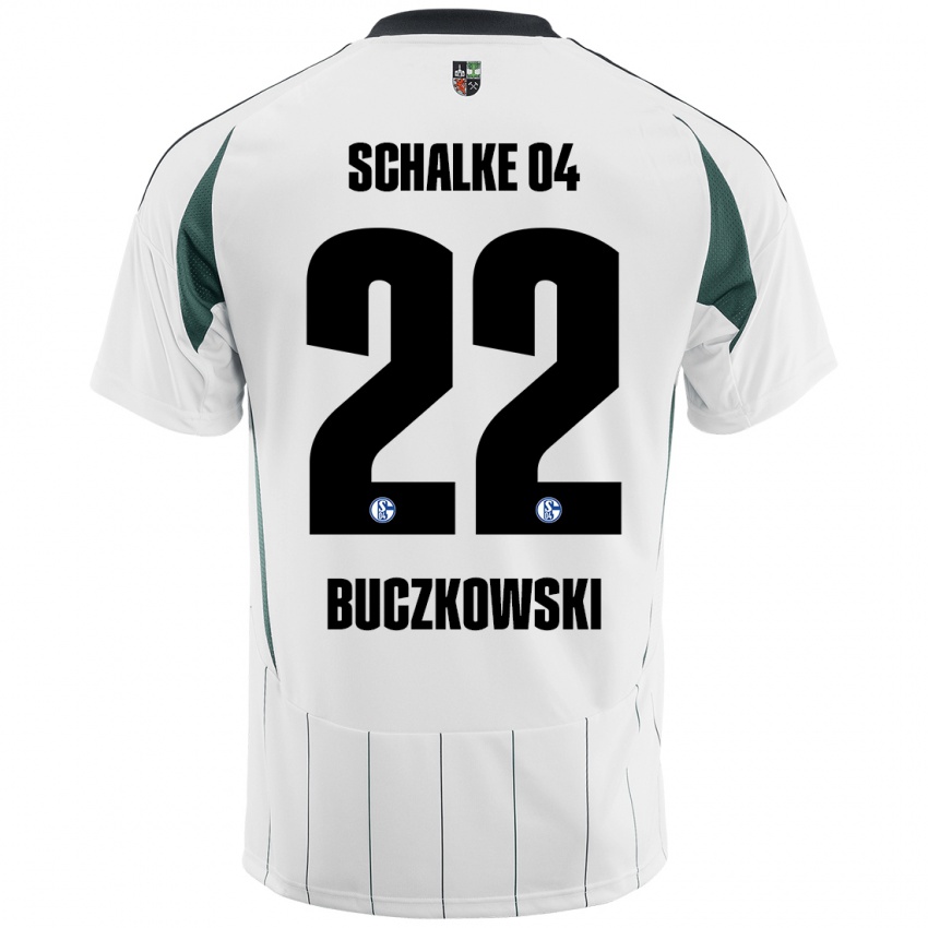 Enfant Maillot Philip Buczkowski #22 Blanc Vert Tenues Extérieur 2024/25 T-Shirt Belgique