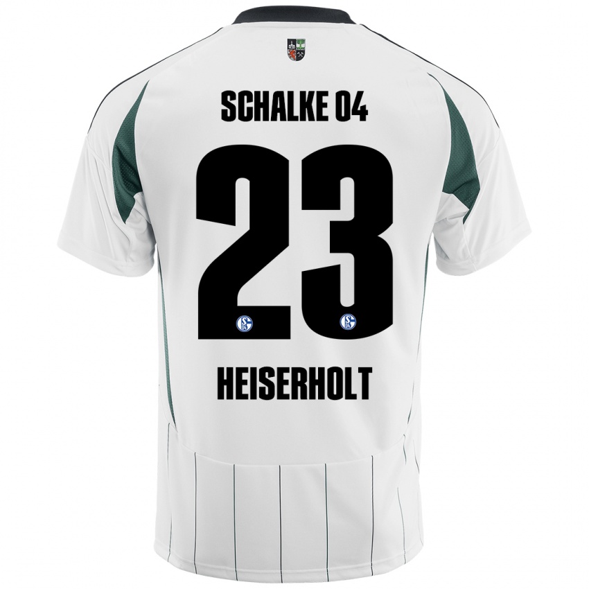 Enfant Maillot Finn Heiserholt #23 Blanc Vert Tenues Extérieur 2024/25 T-Shirt Belgique