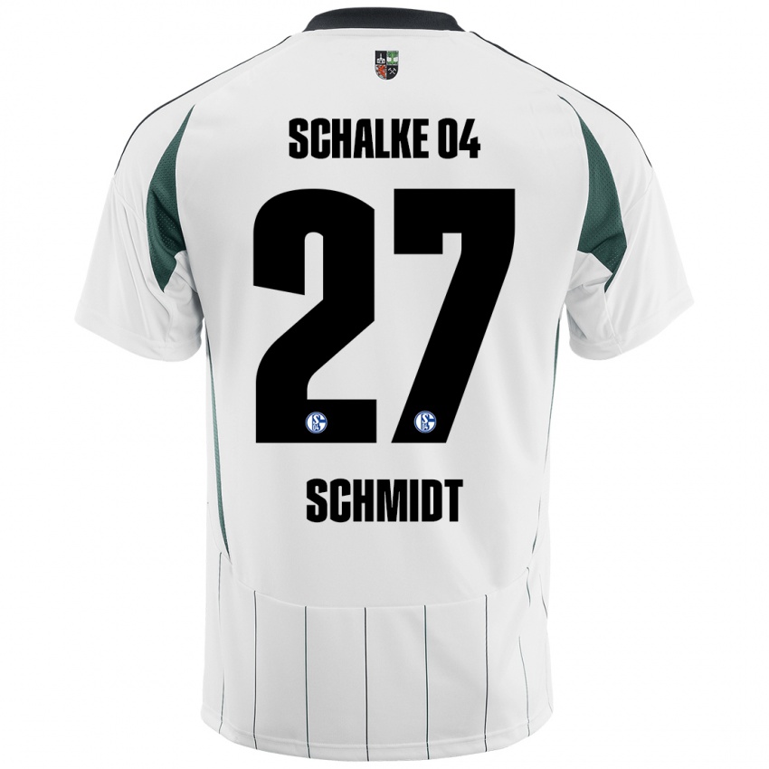 Enfant Maillot Tim Schmidt #27 Blanc Vert Tenues Extérieur 2024/25 T-Shirt Belgique