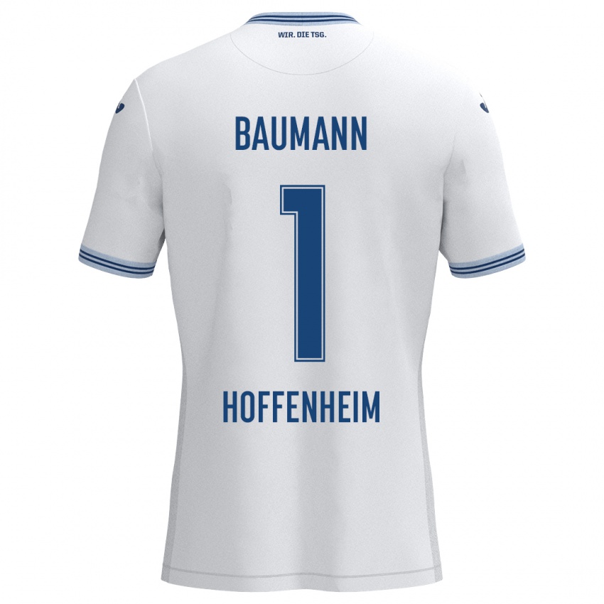 Kinder Oliver Baumann #1 Weiß Blau Auswärtstrikot Trikot 2024/25 T-Shirt Belgien