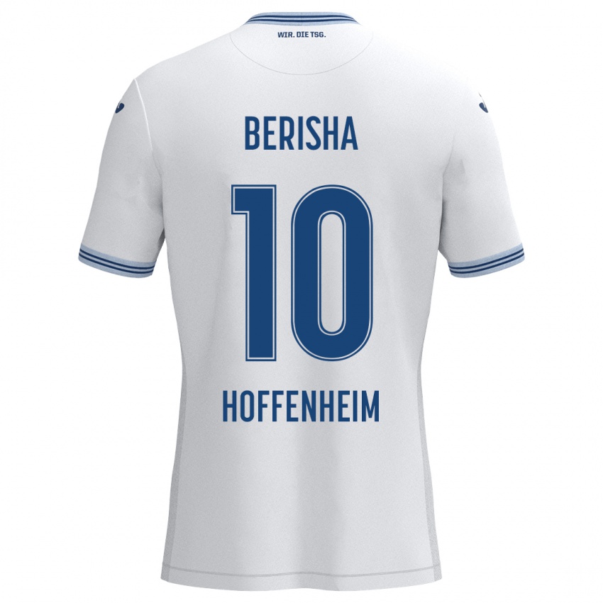 Kinderen Mergim Berisha #10 Wit Blauw Uitshirt Uittenue 2024/25 T-Shirt België