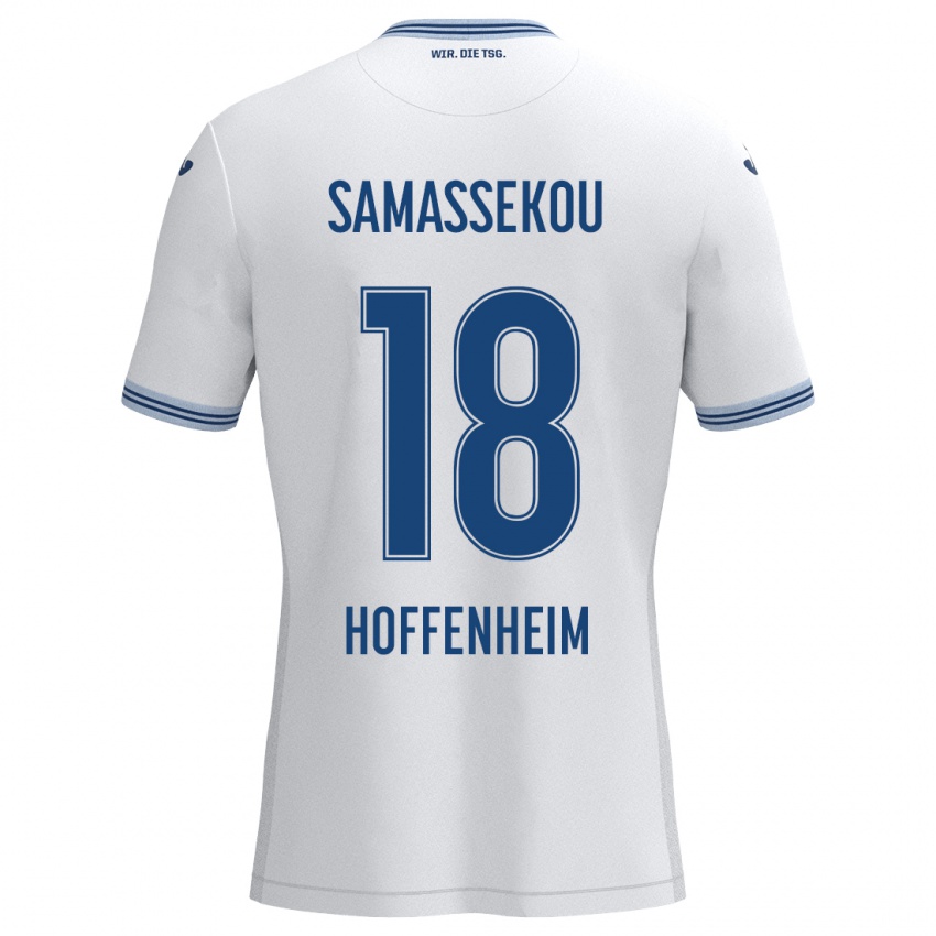 Kinderen Diadié Samassékou #18 Wit Blauw Uitshirt Uittenue 2024/25 T-Shirt België