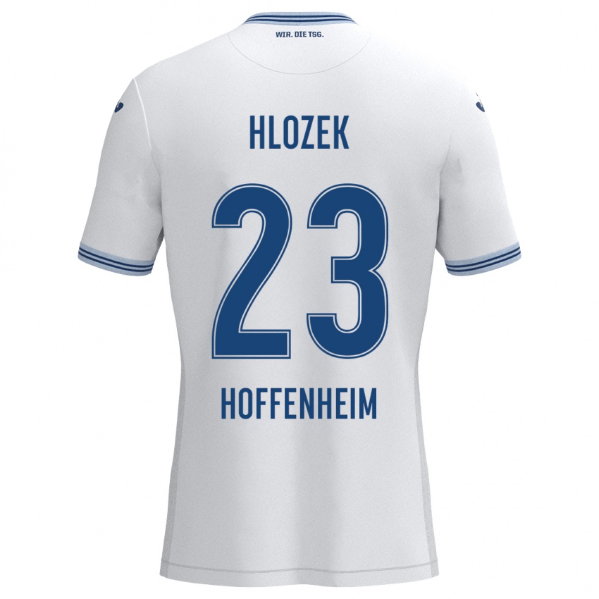 Kinder Adam Hlozek #23 Weiß Blau Auswärtstrikot Trikot 2024/25 T-Shirt Belgien