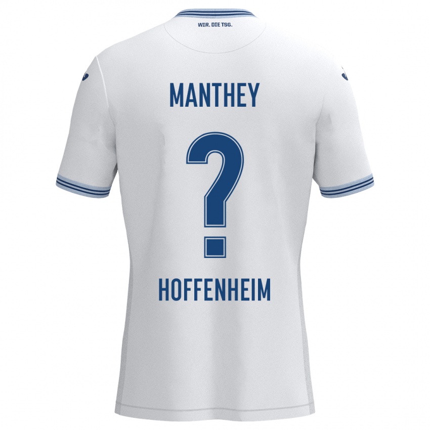 Kinder Kevin Manthey #0 Weiß Blau Auswärtstrikot Trikot 2024/25 T-Shirt Belgien