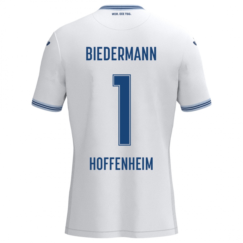 Kinderen Nico Biedermann #1 Wit Blauw Uitshirt Uittenue 2024/25 T-Shirt België