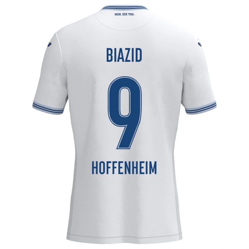 Kinder Zain Biazid #9 Weiß Blau Auswärtstrikot Trikot 2024/25 T-Shirt Belgien