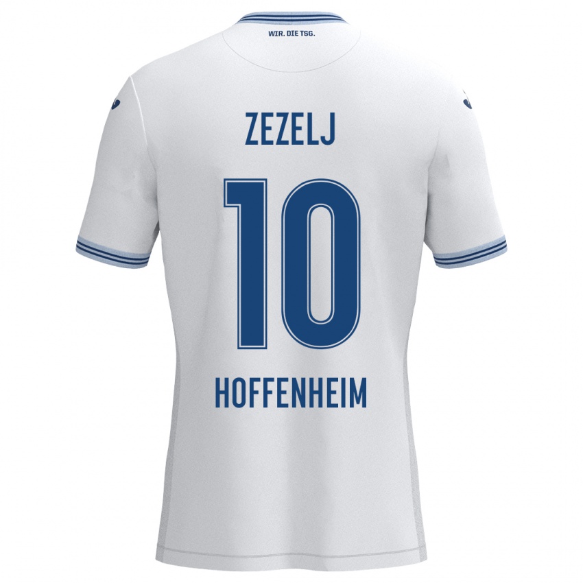 Kinderen Neno Zezelj #10 Wit Blauw Uitshirt Uittenue 2024/25 T-Shirt België