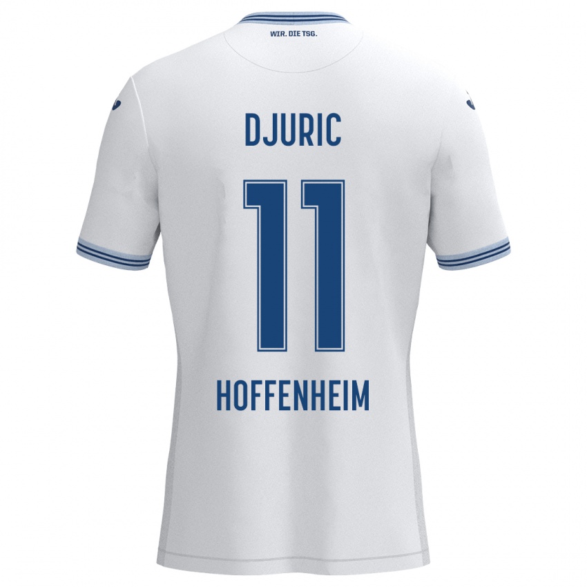 Kinderen Luka Djuric #11 Wit Blauw Uitshirt Uittenue 2024/25 T-Shirt België