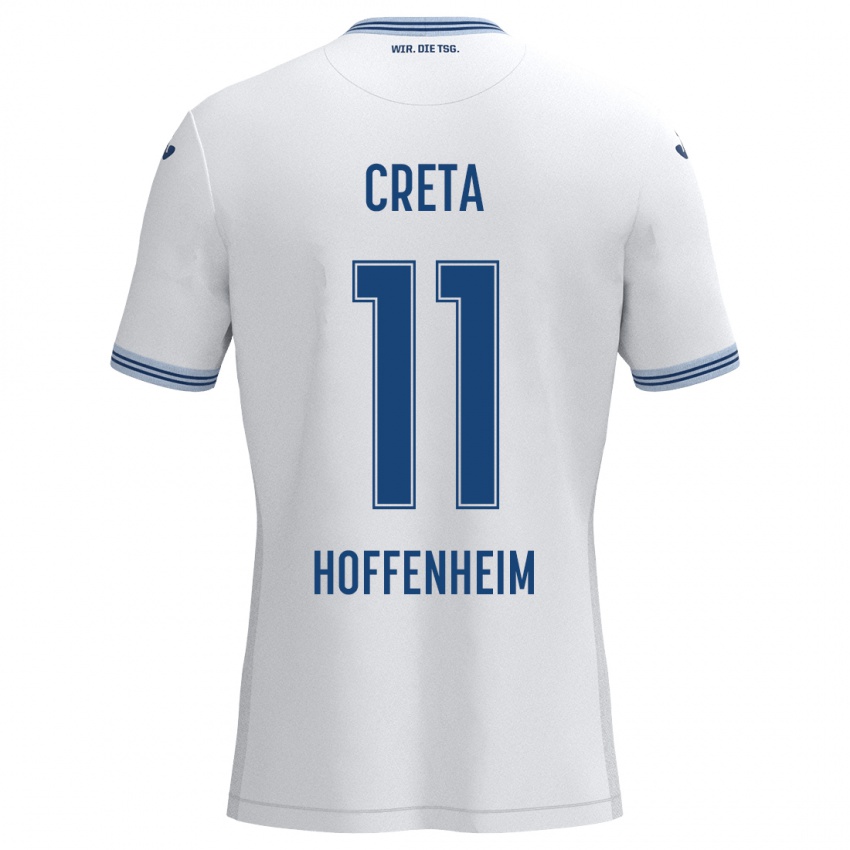 Kinderen David Creța #11 Wit Blauw Uitshirt Uittenue 2024/25 T-Shirt België